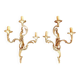 2 or more bronze wall lights in Louis XV rococo style with 3 arms.