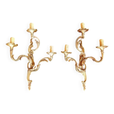 2 or more bronze wall lights in Louis XV rococo style with 3 arms.