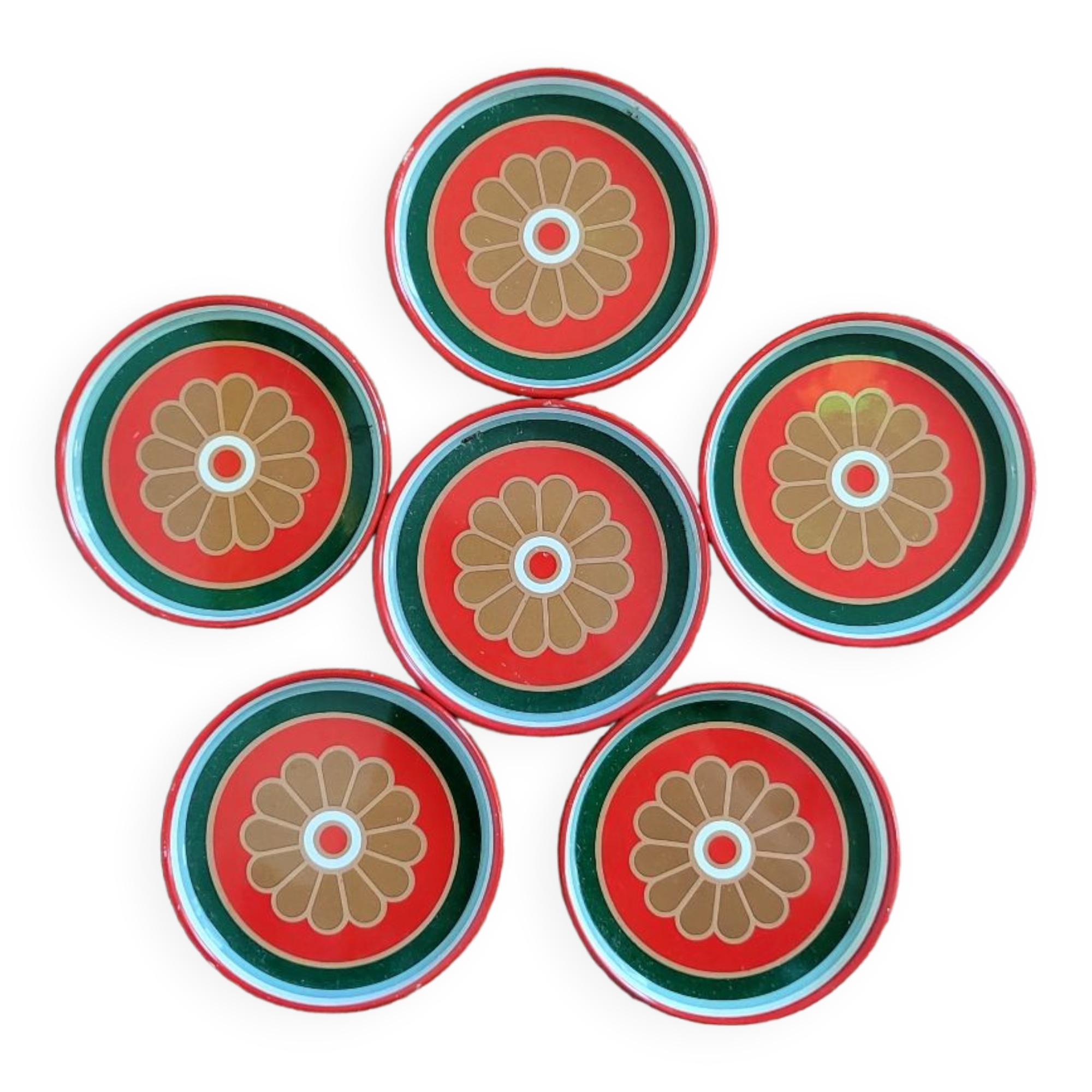 6 coasters flower décor