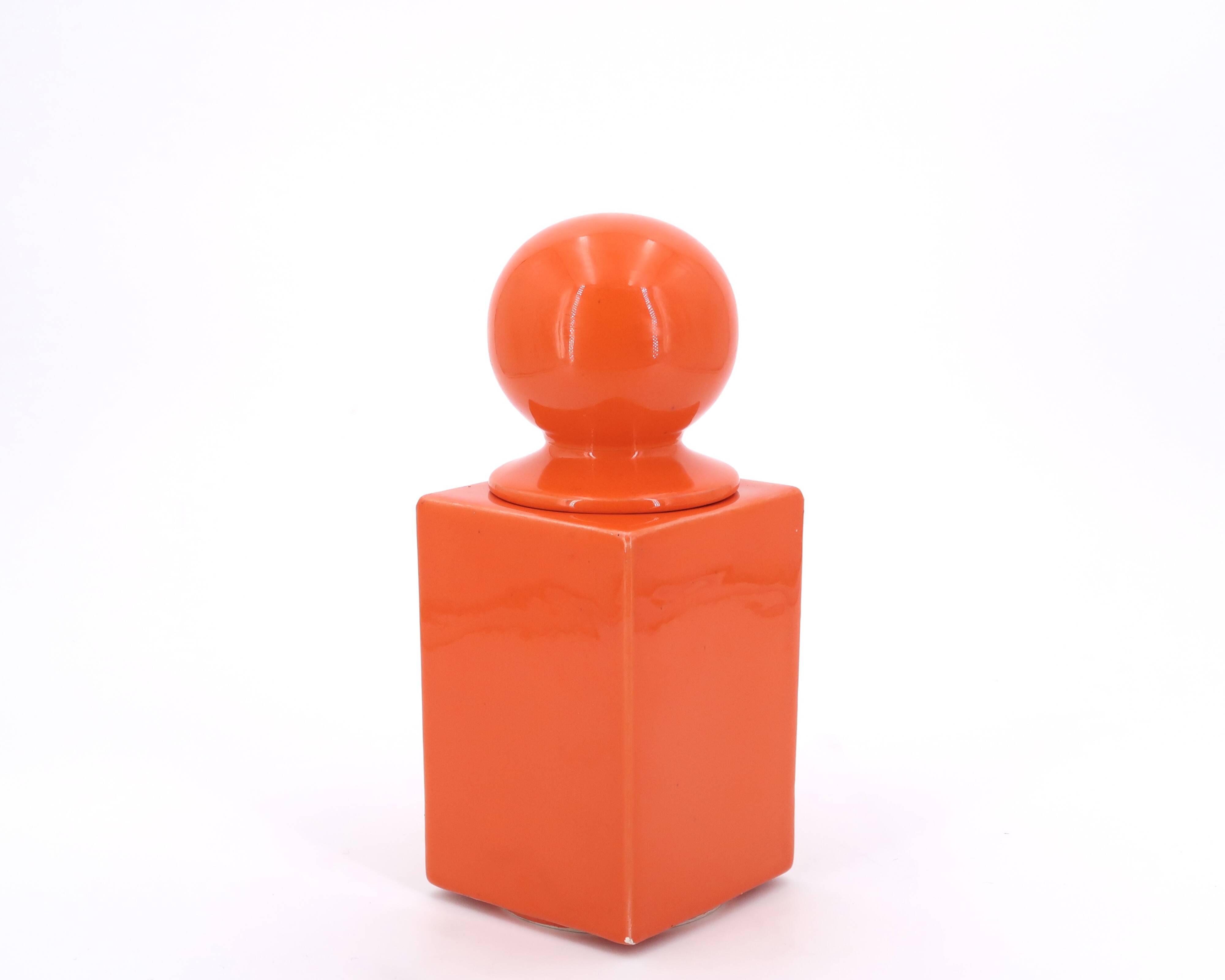 Orange ceramic box by Pino Spagnolo for Sicart Italy