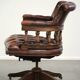 English cowhide Chesterfield swivel and tilt button seat office chair