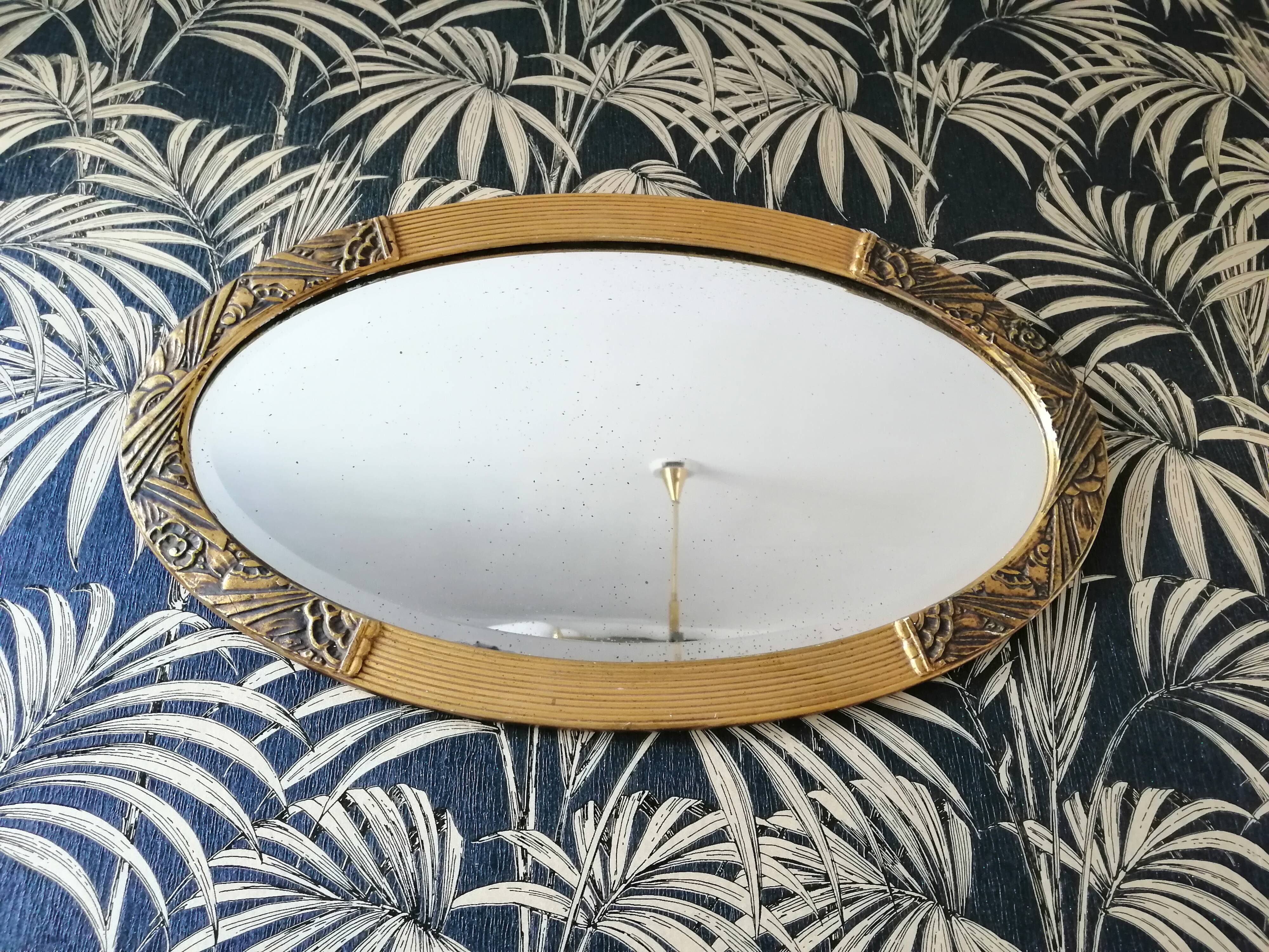 Mirror oval bevelled art deco