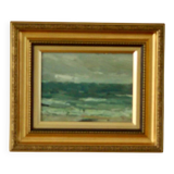Original vintage oil on panel – ocean landscape