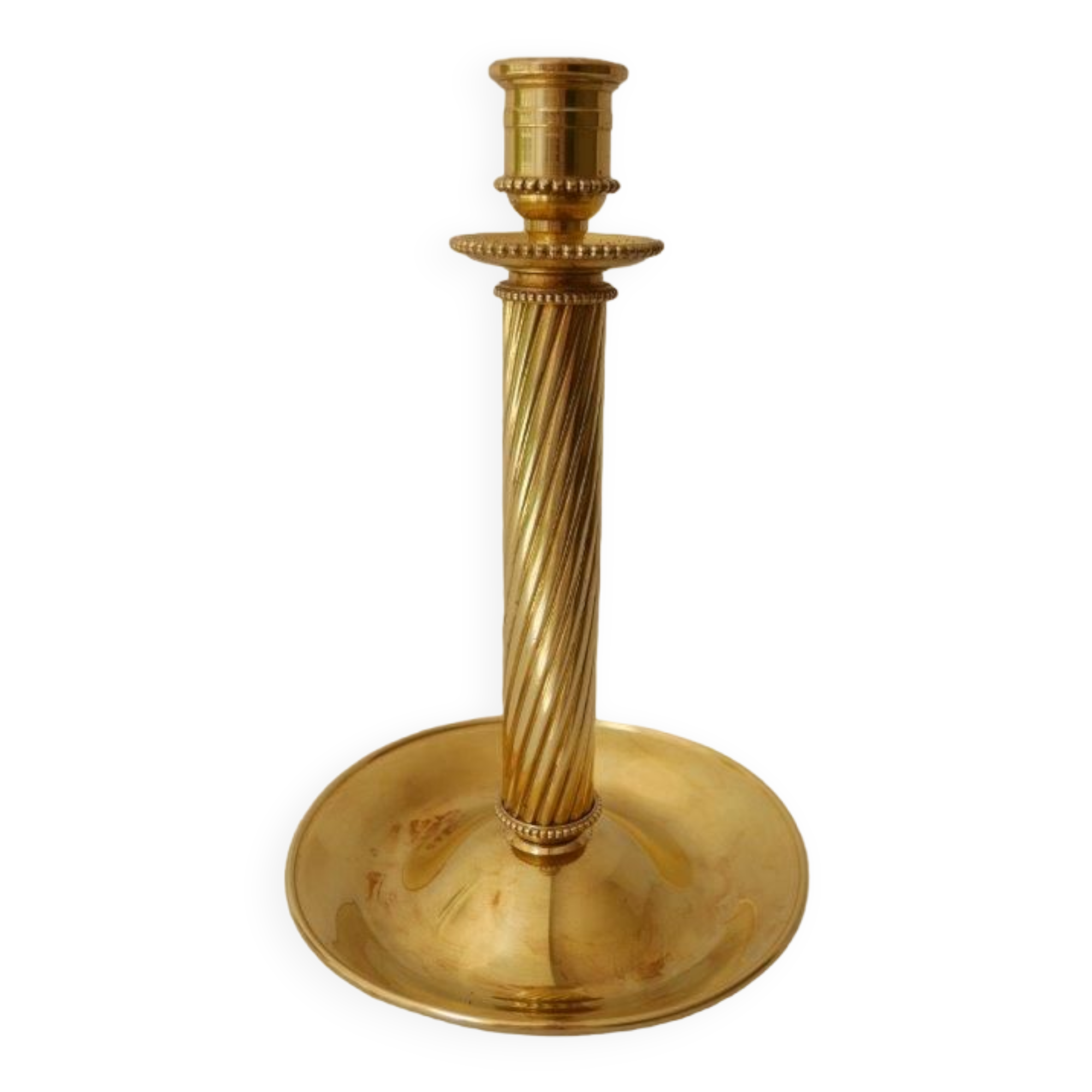Brass candle holder, twisted effect