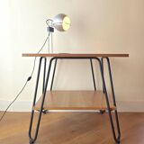 Side table in wood and steel in the style of Jacques Hitier, 1950s
