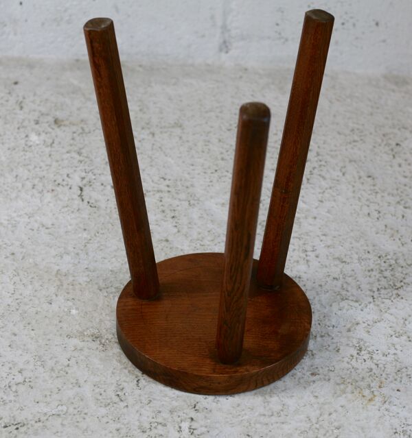 Tabouret tripode bois france, circa 1950