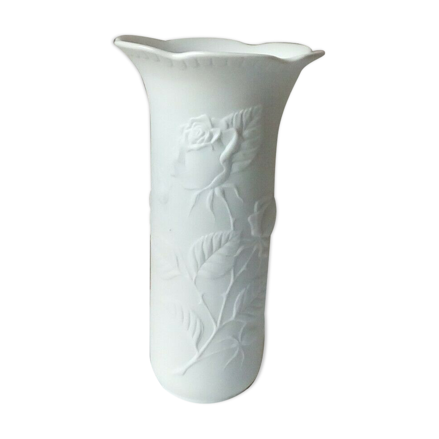 Porcelain vase matt effect decor in relief sign kaiser