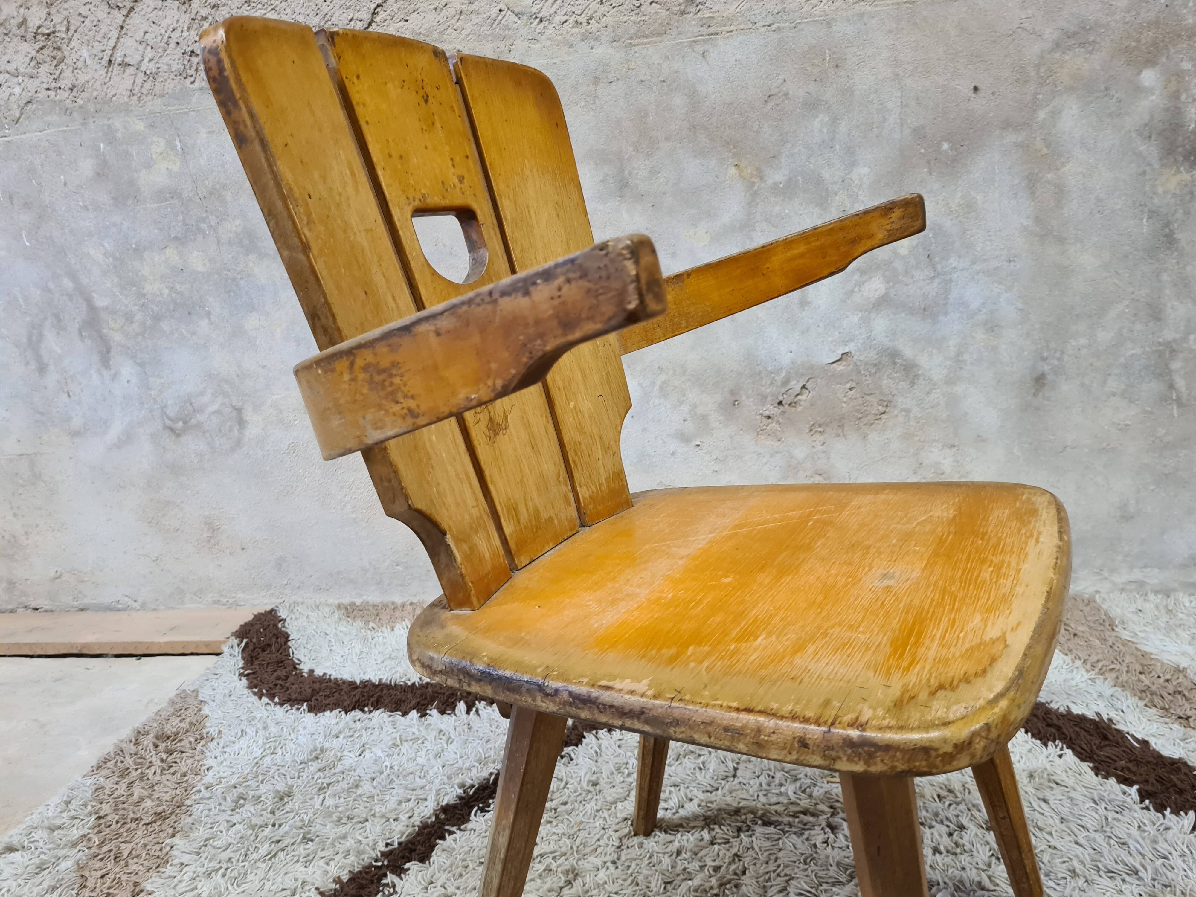 Brutalist wooden chair 1960