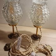 Duo lampes verre ciselé pied bronze ancien