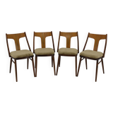 1950s Set of Four Restored Dining Chairs in Walnut, Czechoslovakia