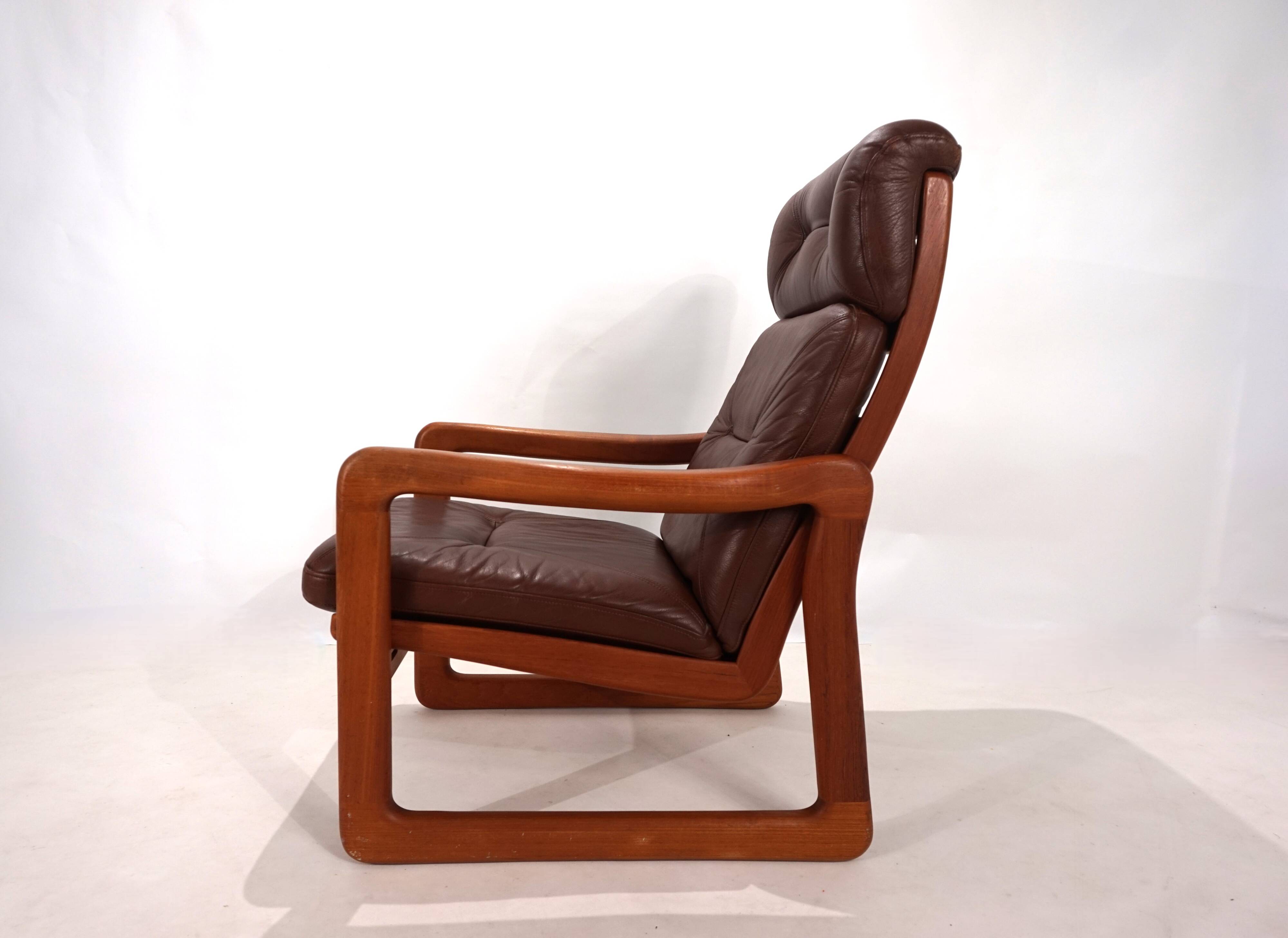 EMC teak leather armchair, 1960