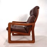 EMC teak leather armchair, 1960