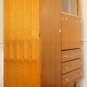 Chest of drawers wardrobe secretary showcase in blond wood 1960