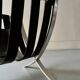 Large Barcelona magazine rack in chrome and leather straps, design circa 1970