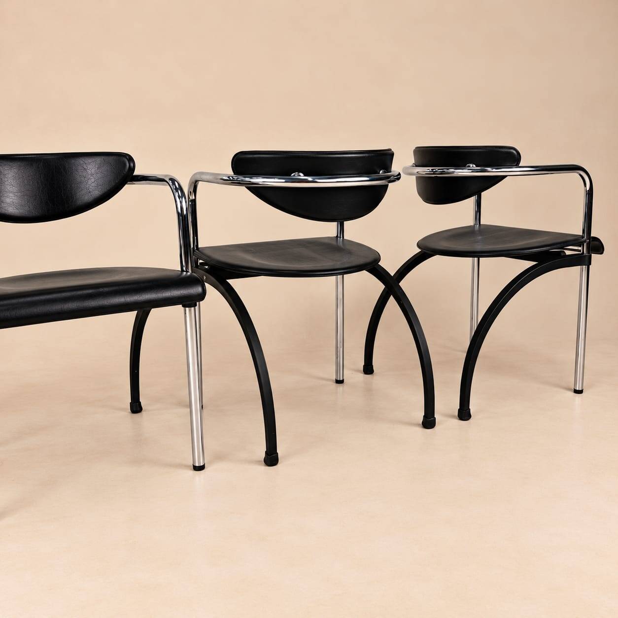 Set of 4 postmodern dining chairs by Arnold Merckx for Arco, 1980s