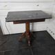 Old pedestal table with oak legs and marble top