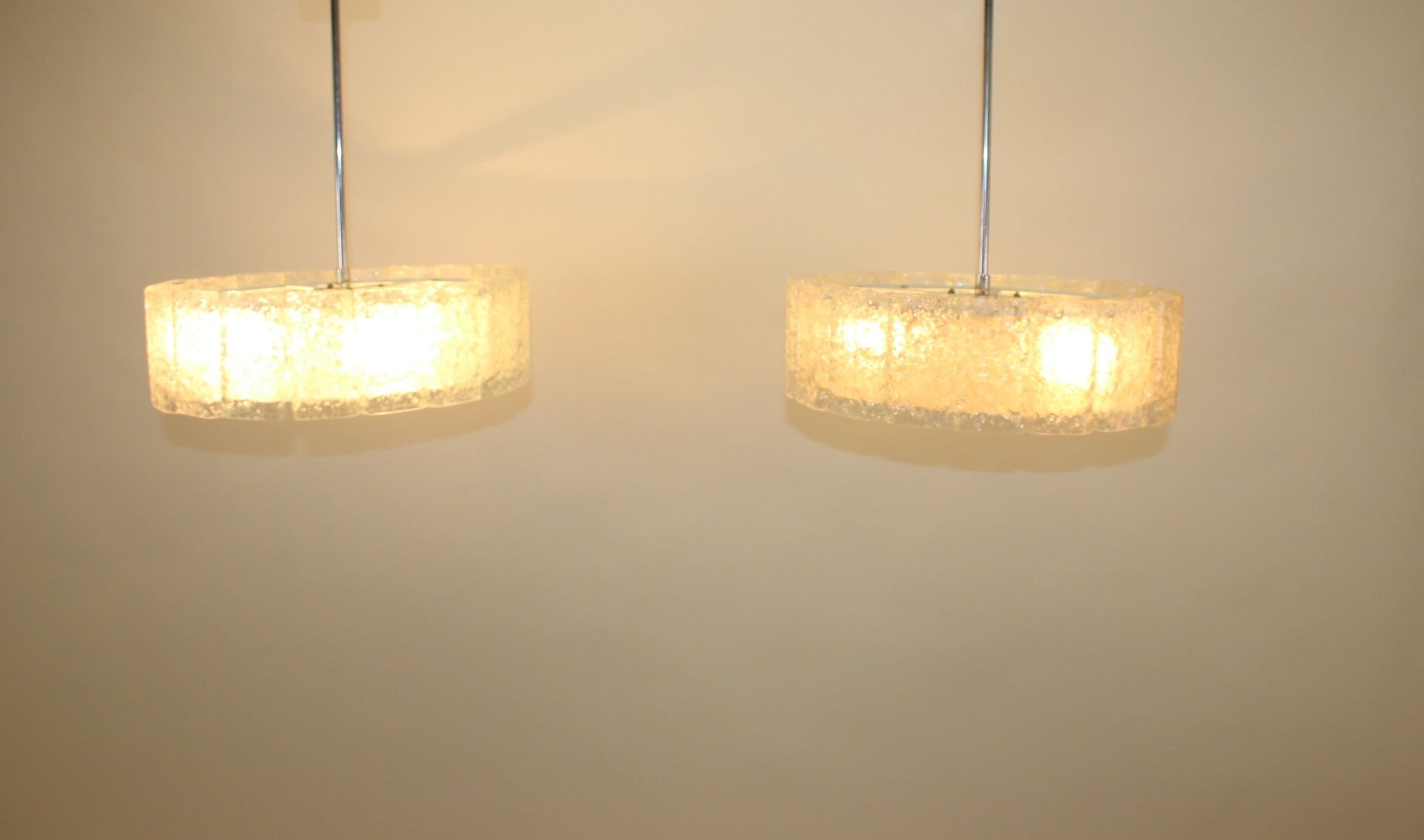 2 ice hanging lamps Doria Leuchten silver 40 cm