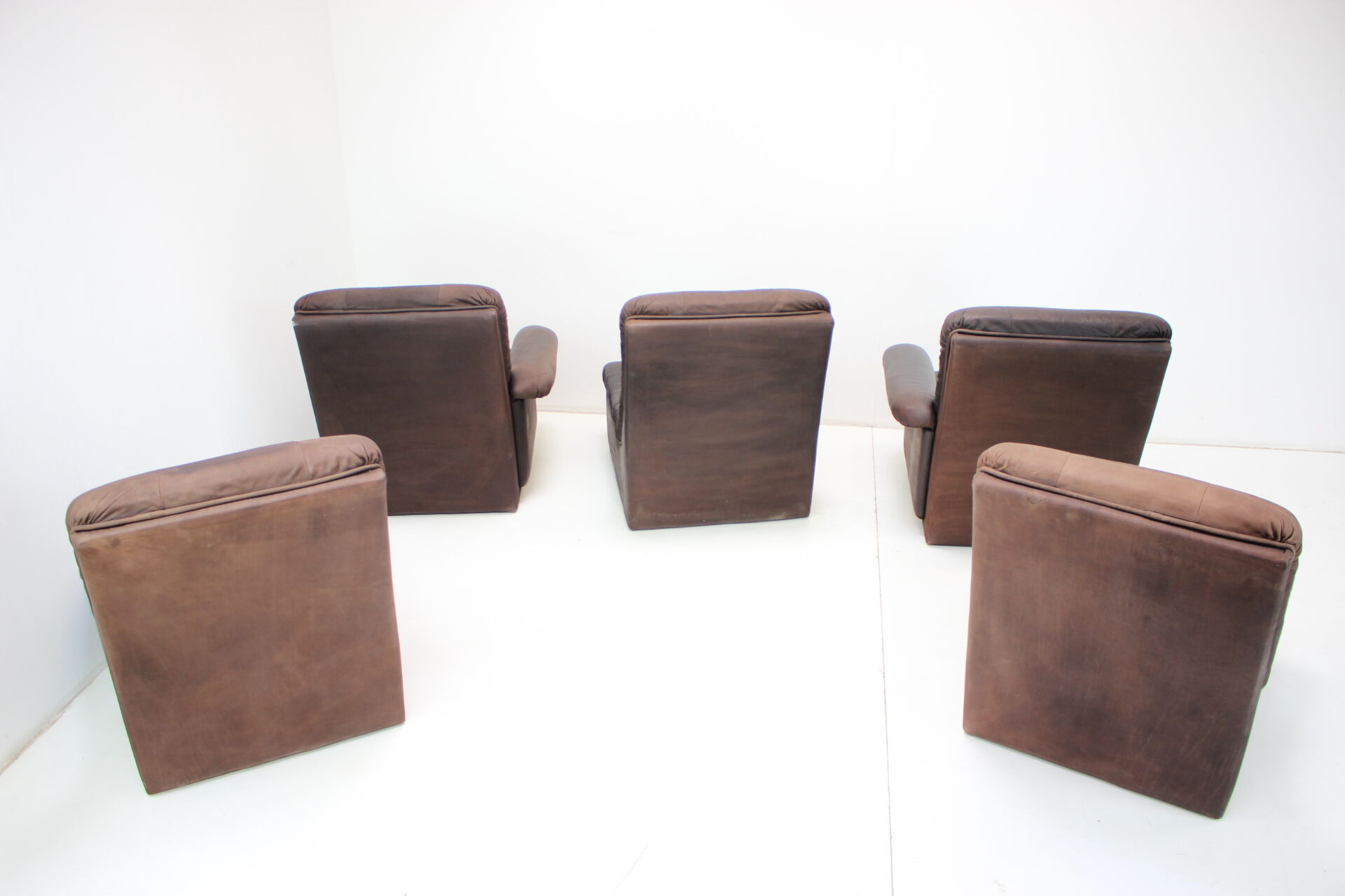 1980s leather modular five seater sofa