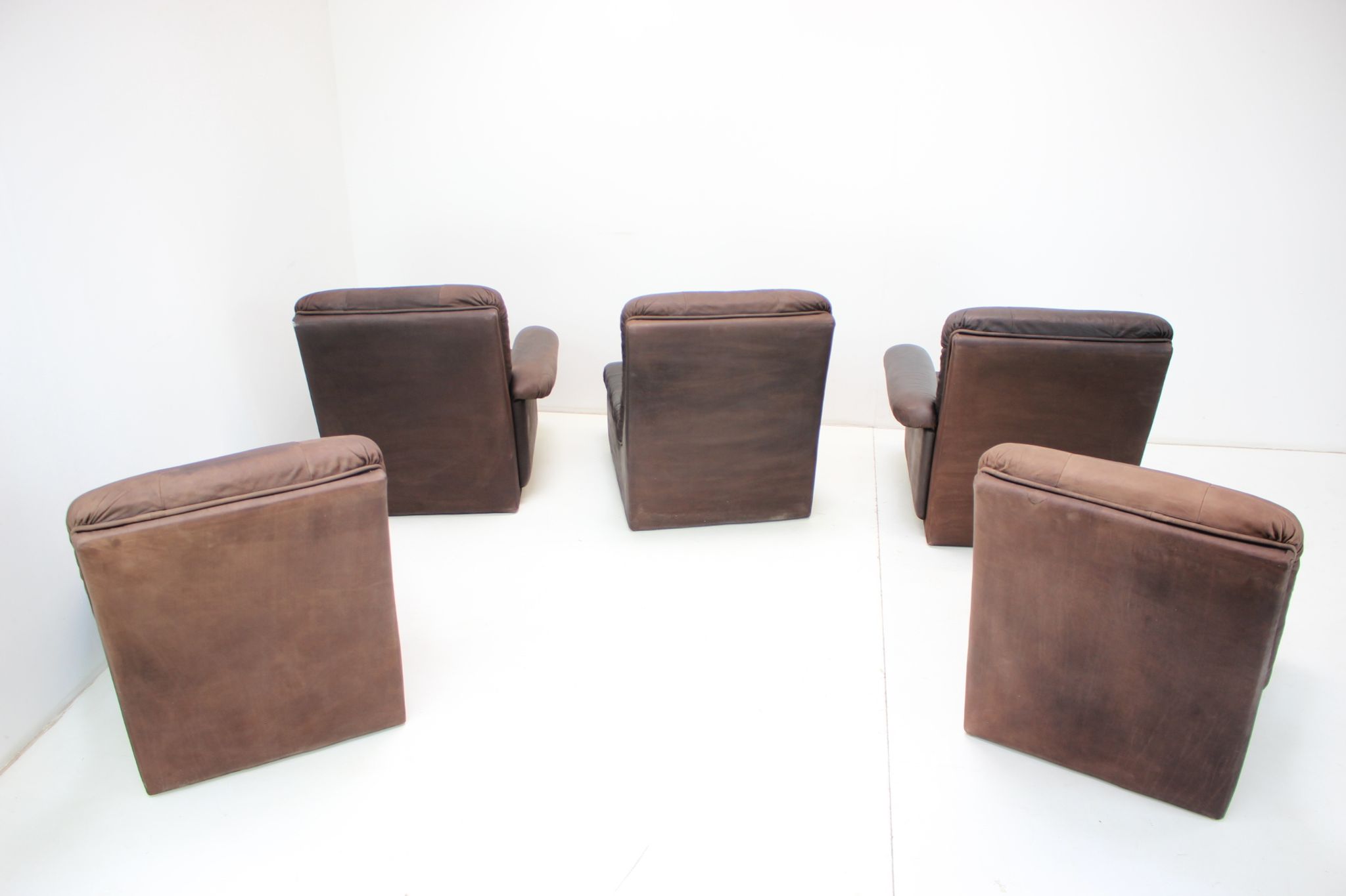 1980s leather modular five seater sofa