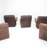 1980s leather modular five seater sofa