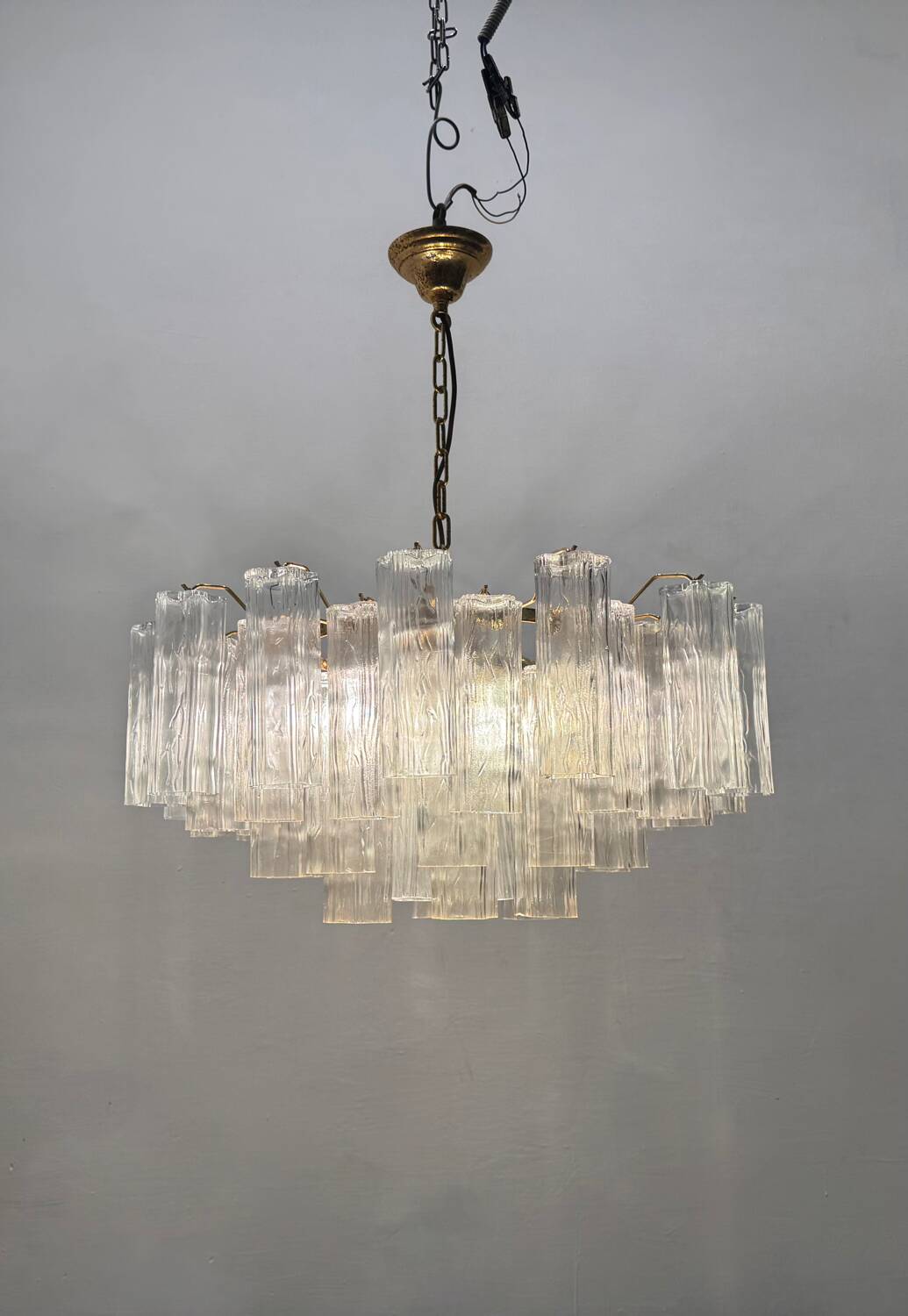 Chandelier en verre de Murano Tronchi des années 1970