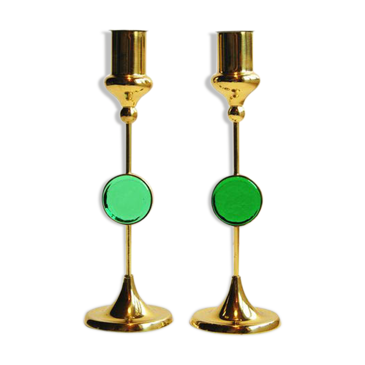 Set of 2 Danish brass candlesticks