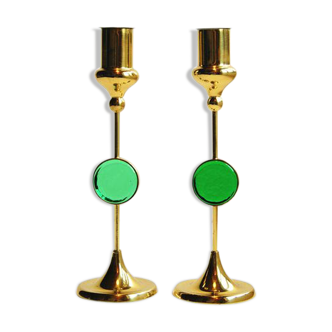 Set of 2 Danish brass candlesticks