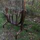 Antique bent rattan cradle – flower design – with canopy support