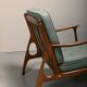 Pair of Mid-Century Italian Armchairs in stained Beech and Green Cushions