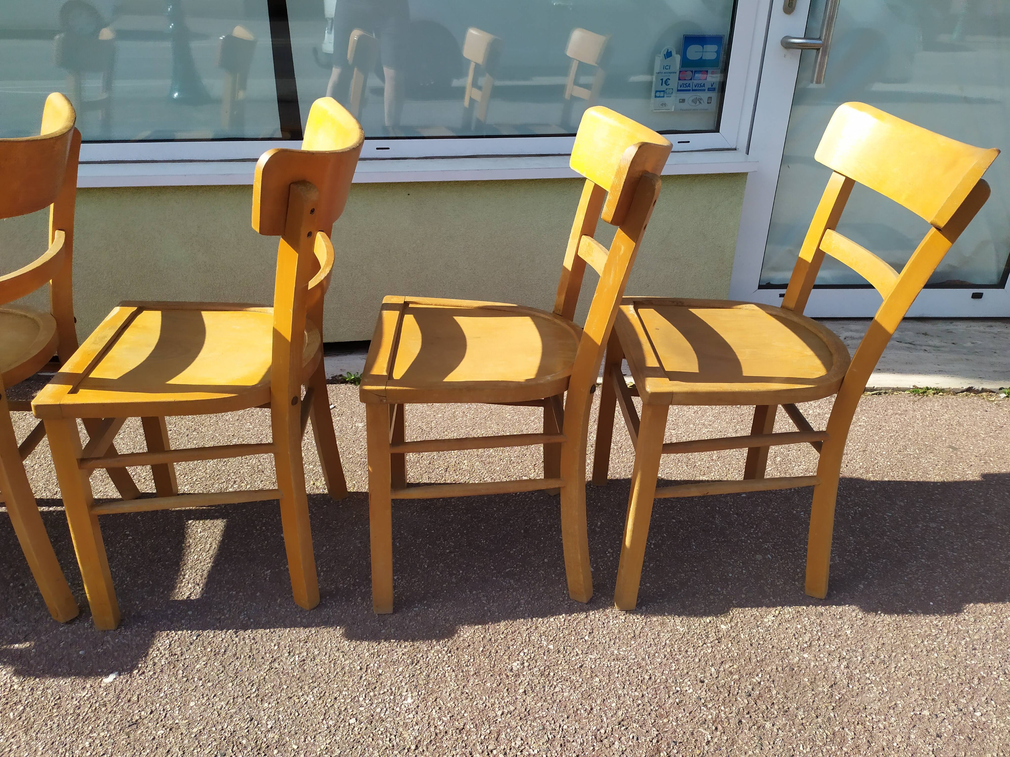 Set of 6 wooden bistro chairs 50/60s