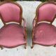 2 armchairs, Louis XV style in pinkish red silk