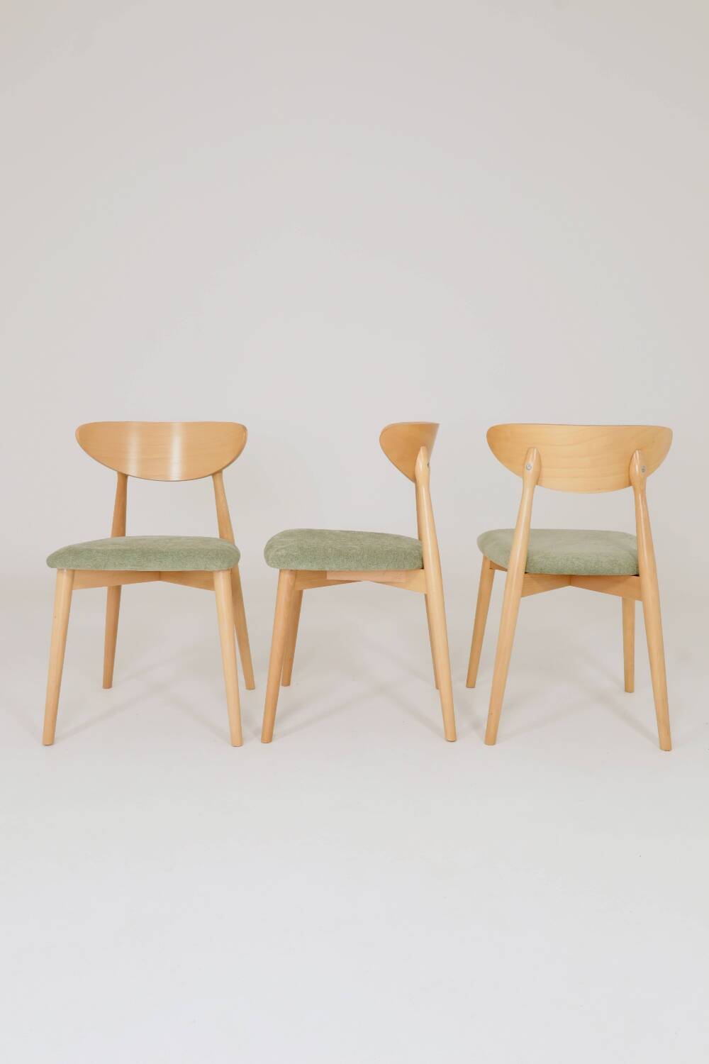 Dining room chairs set of 6 sage green Scandinavian design