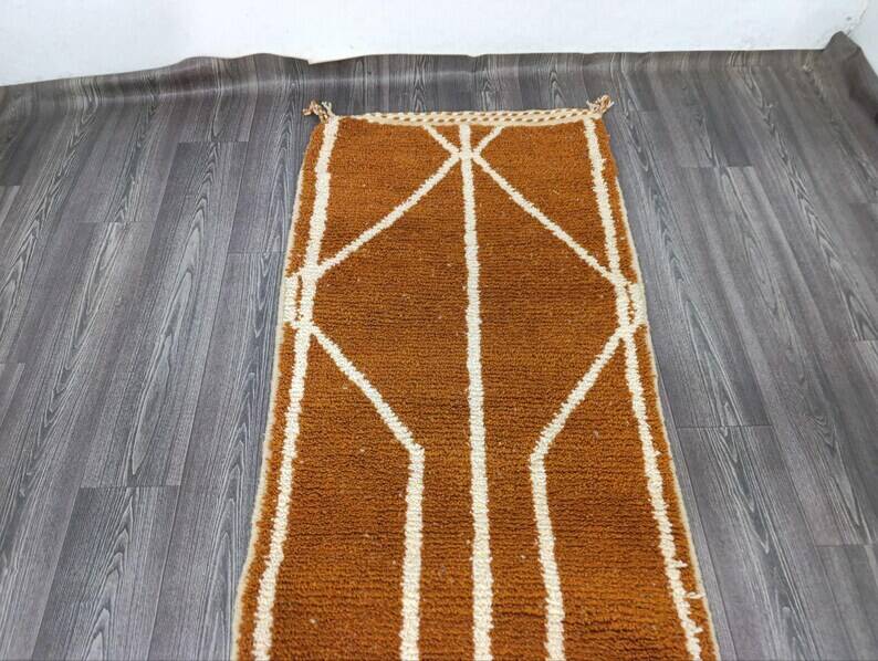 Berber rug in natural wool 100cm×300cm