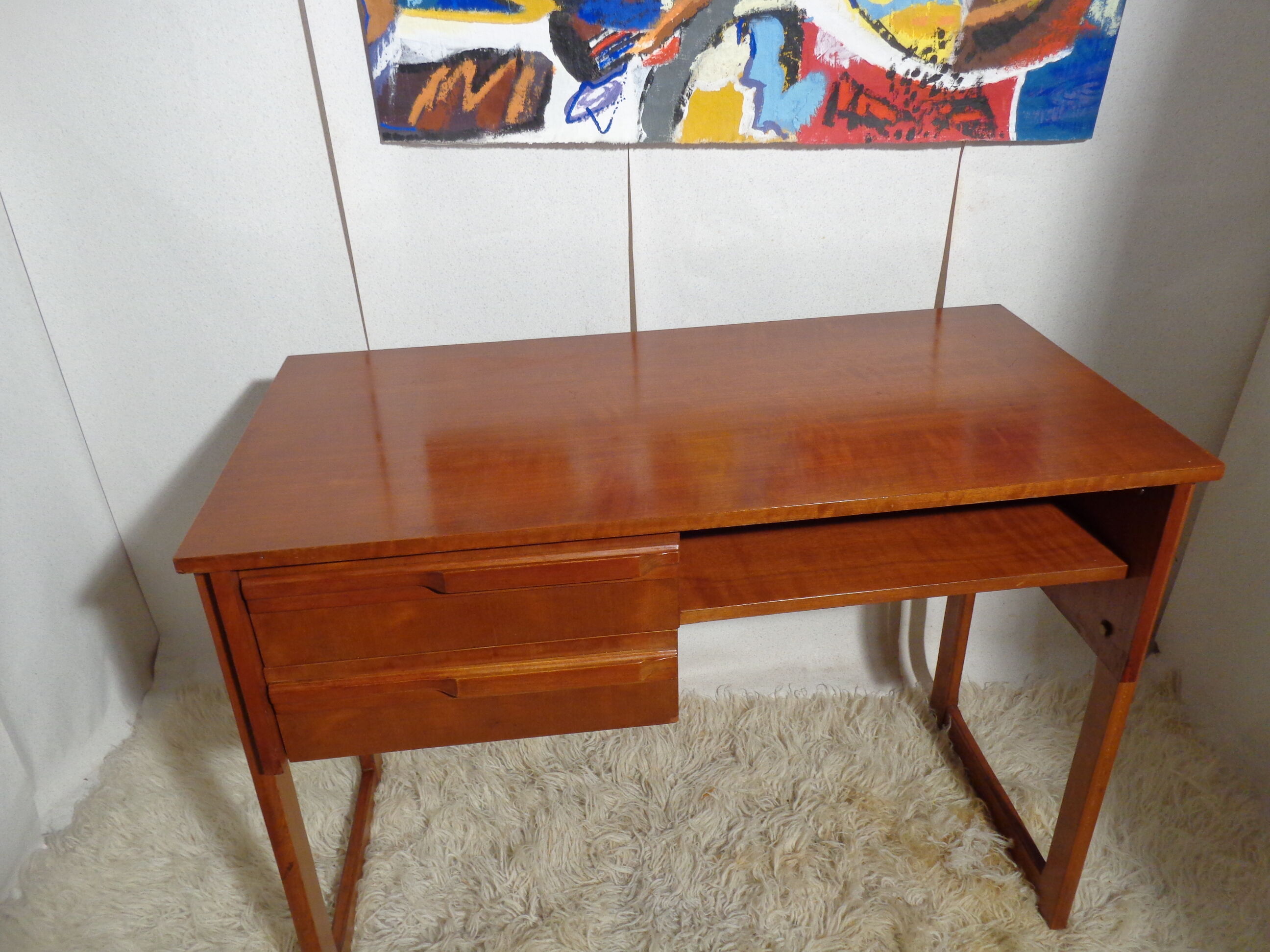 Bureau vintage des années 50 pied traineau teck