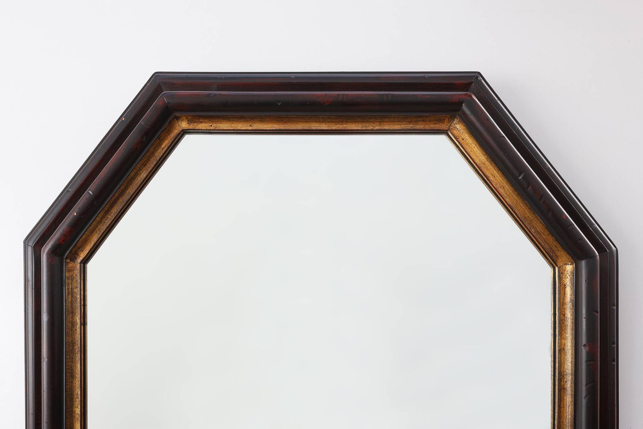 Miroir mural octogonal en bronze par Deknudt, Belgique, 20e siècle