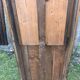 Antique farmhouse table in solid cherry wood with 2 drawers and 1 pull-out at the end with turned legs.