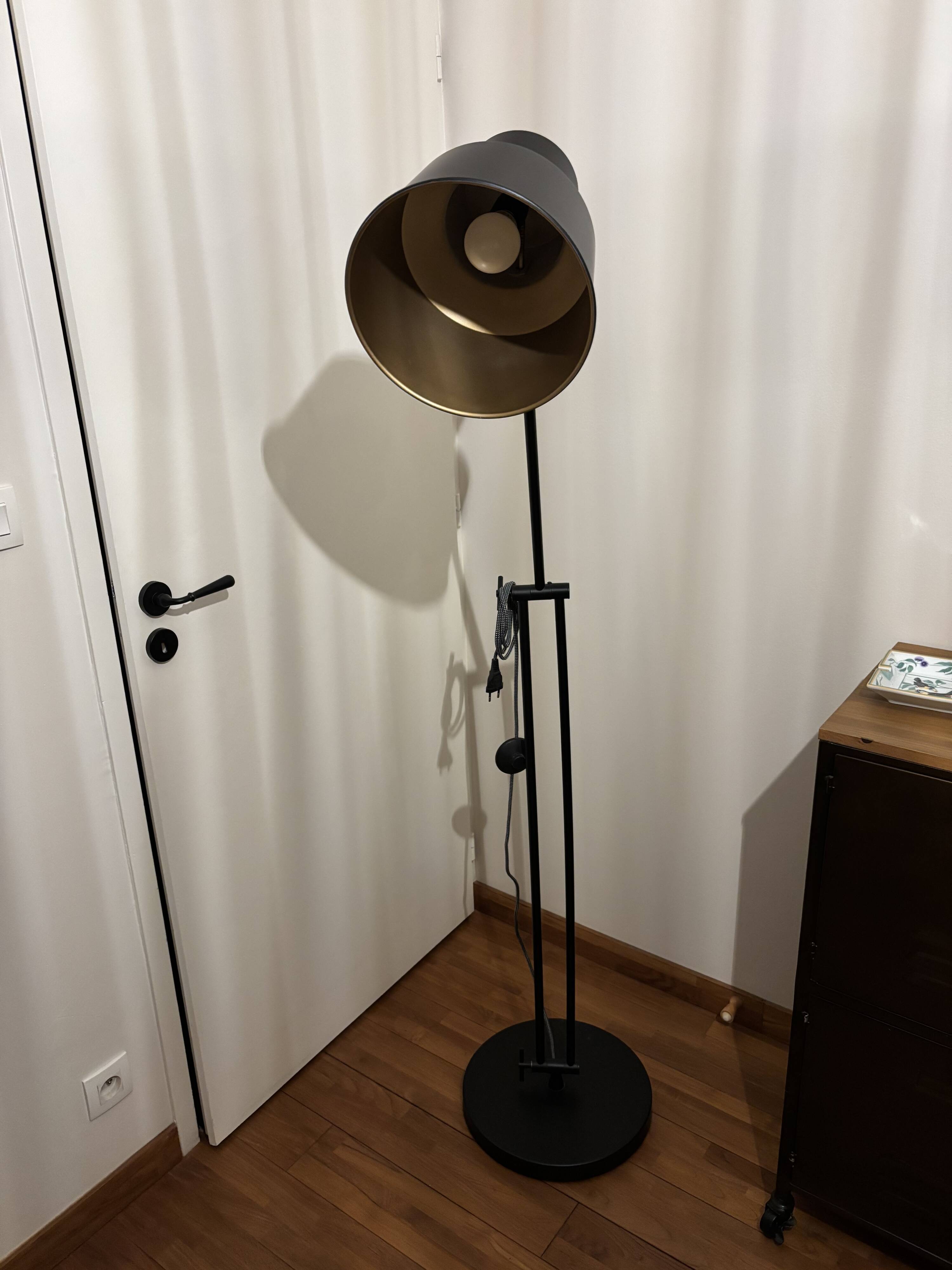 Black industrial style floor lamp