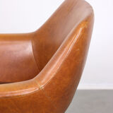Mid-century brown leatherette swivel chair from Stol