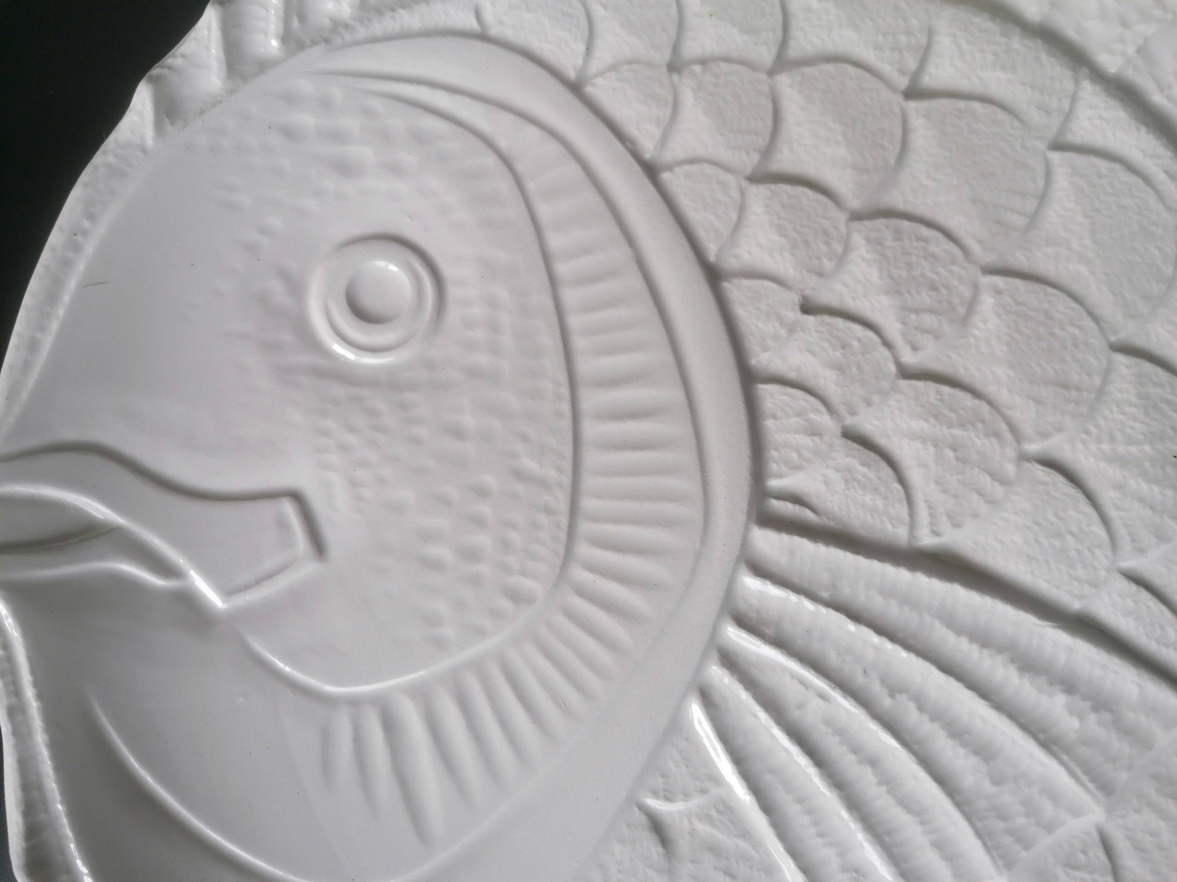 6 fish plates in Sarreguemines earthenware