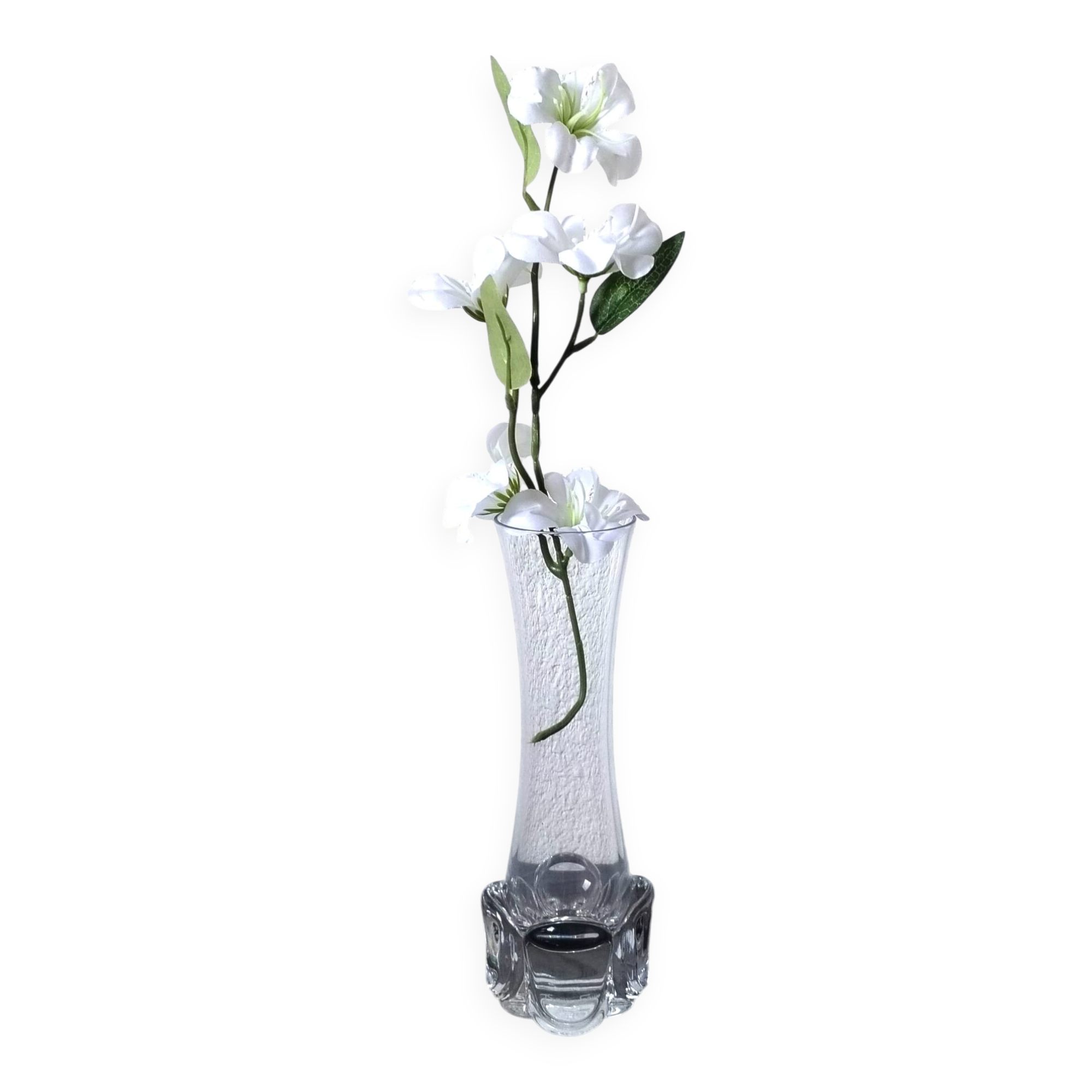 Vintage trumpet vase in crystal signed Daum France 21cm