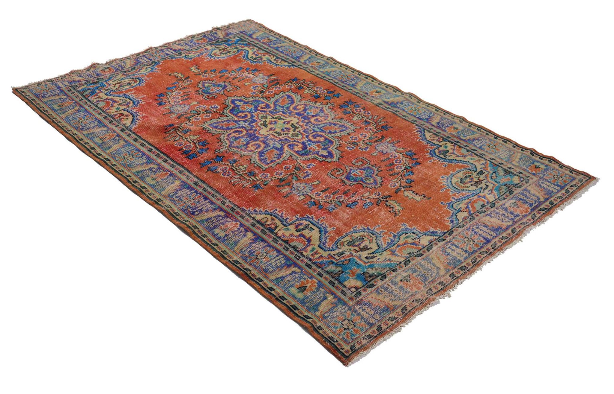 Turkish Anatolian Handmade Vintage Rug 274 cm x 180 cm