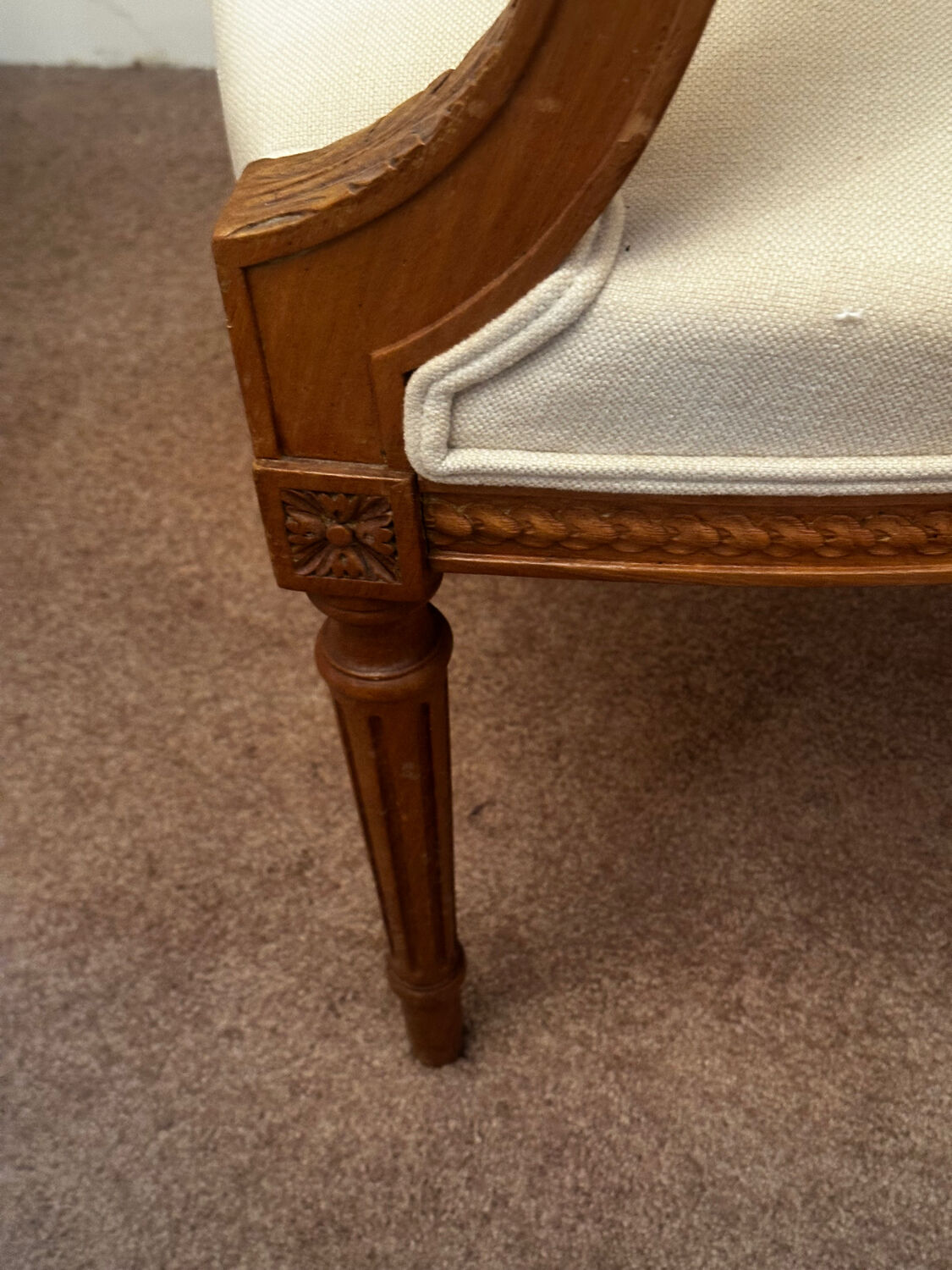 Pair of Louis XVI style medallion armchairs, late 19th / early 20th century.