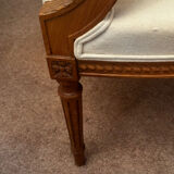 Pair of Louis XVI style medallion armchairs, late 19th / early 20th century.