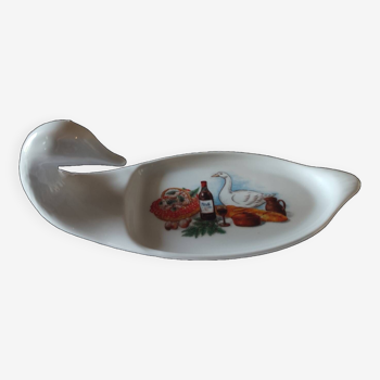 Duck-shaped foie gras dish, Sologne porcelain