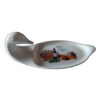 Duck-shaped foie gras dish, Sologne porcelain