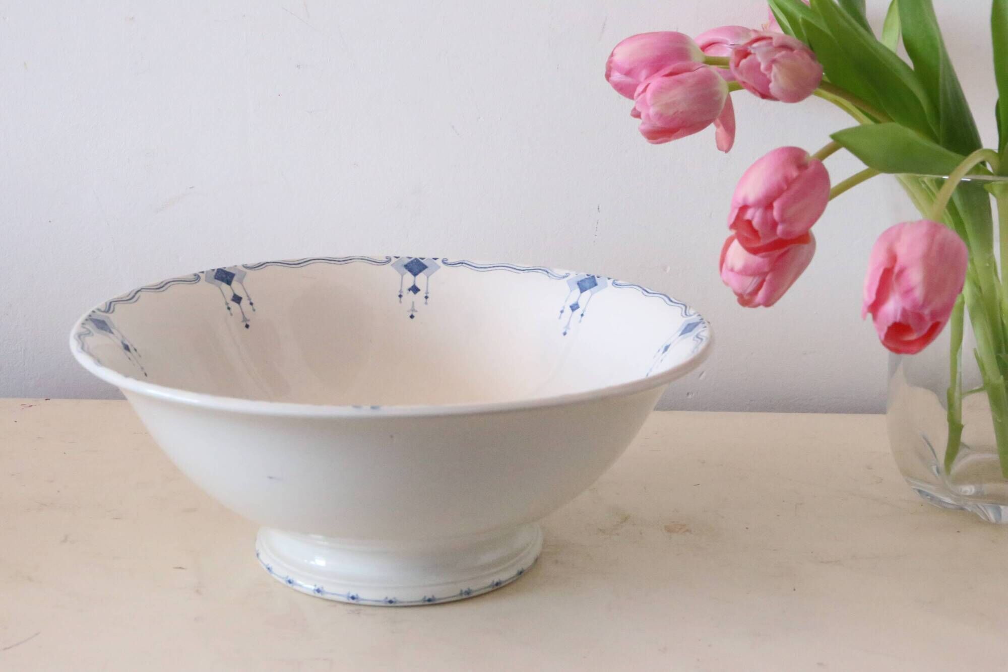 Large Terre de Fer salad bowl, Saphir model, Sarreguemines, French manufacturer