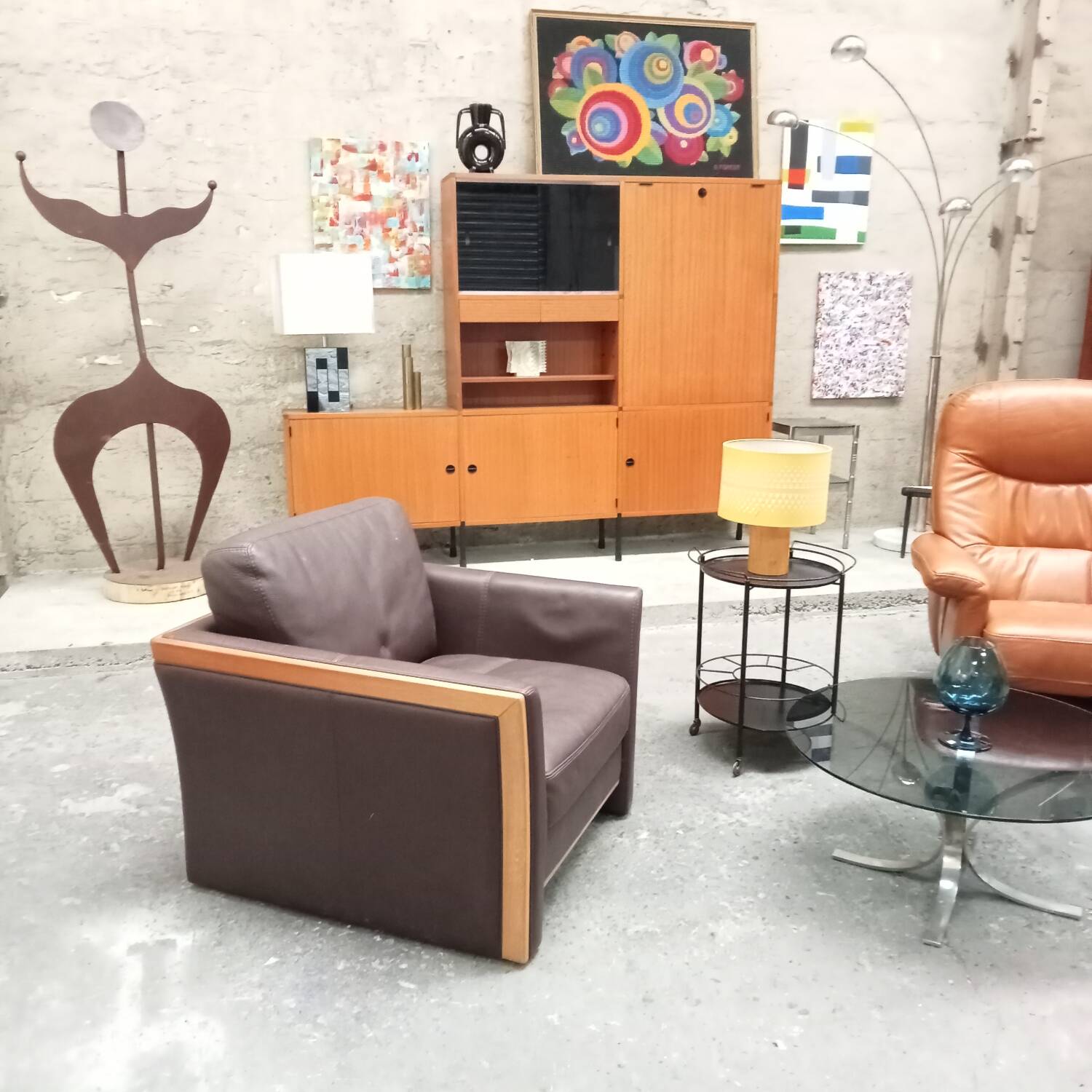 Wood and leather club chair