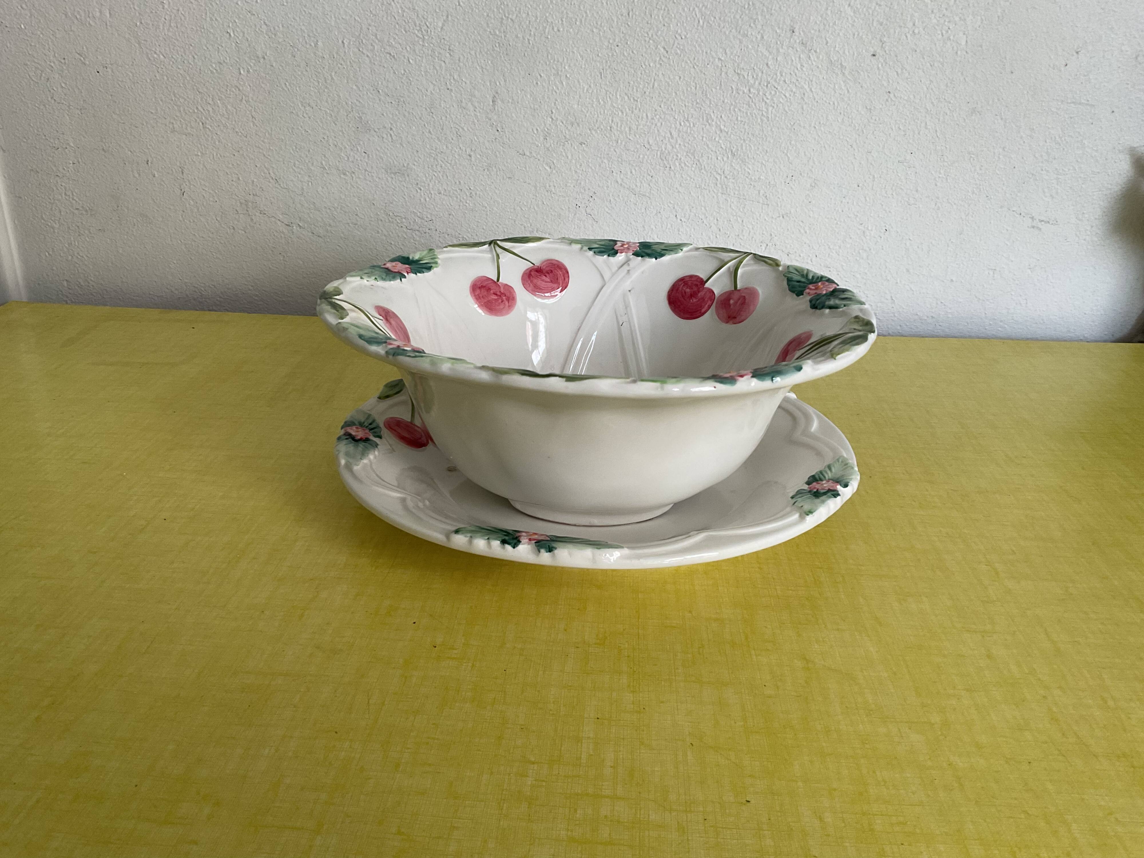 Égouttoir et plat barbotine céramique vintage