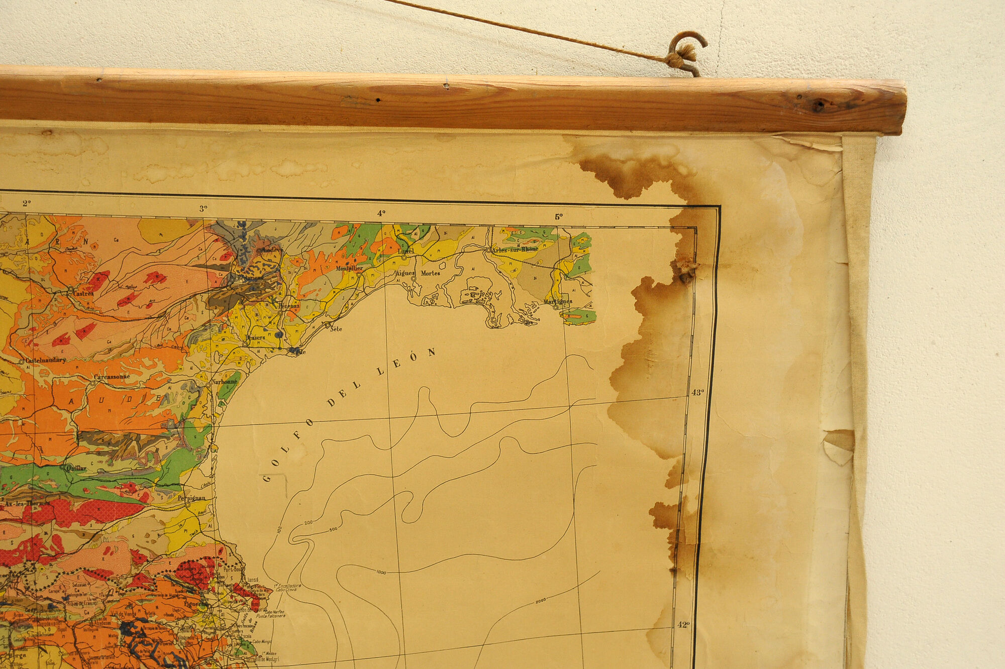 Ancienne carte géologique Espagne et Portugal