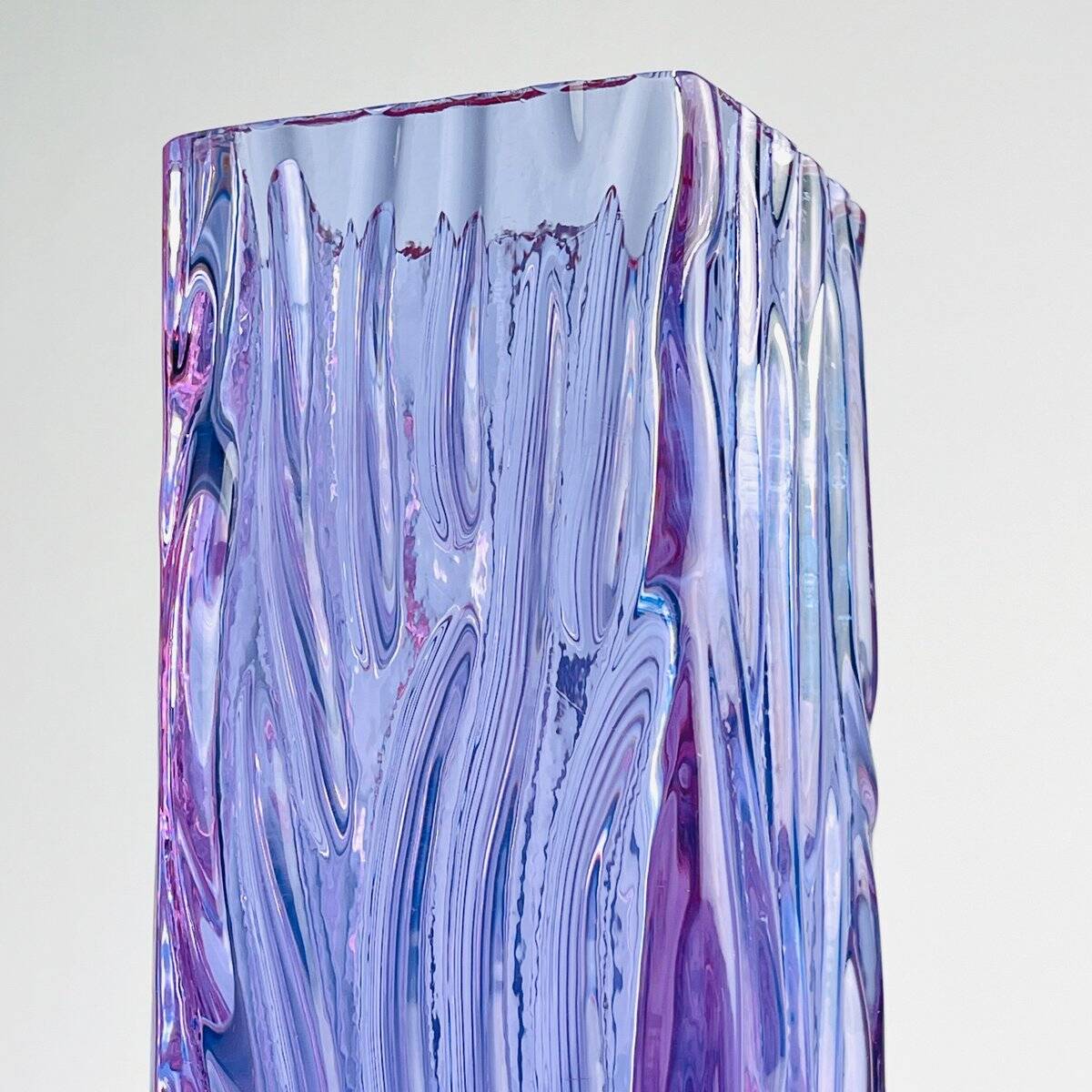 Vintage Textured Murano Glass Vase Tronchi, Italy, 1970s